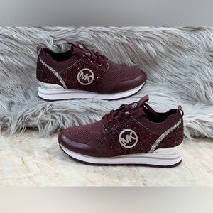 Michael Kors Purple Dash Glitter And Stretch Knit Trainer